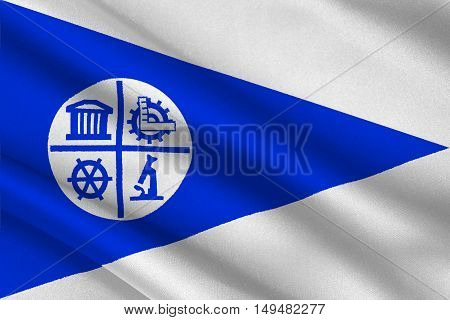 Flag of Minneapolis is the county seat of Hennepin County in Minnesota of United States. 3D illustration