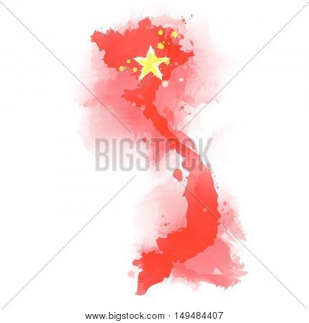 vector map of Vietnam Water color paint