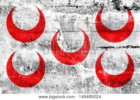 Flag Of Qormi, Malta, Painted On Dirty Wall