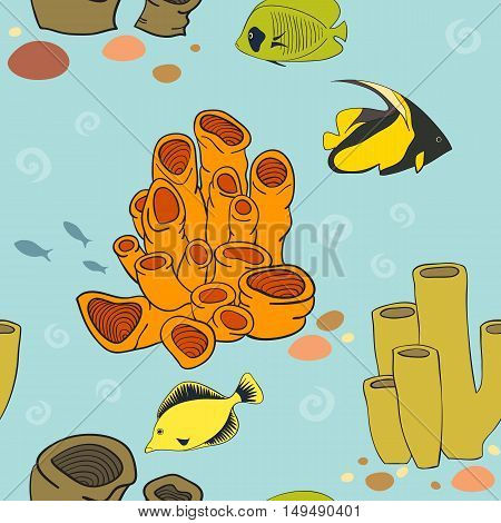 Seamless pattern with tropical fish vector illustration