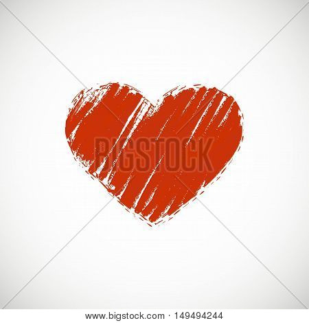Red heart shape drawn on a white background. Vector illustration