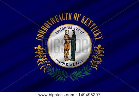 Flag of Kentucky state in United States. 3D illustration