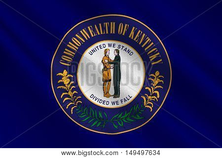 Flag of Kentucky state in United States. 3D illustration