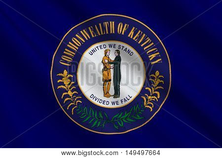 Flag of Kentucky state in United States. 3D illustration