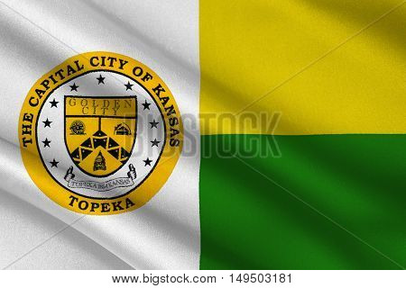 Flag of Topeka is the capital city of the State of Kansas United States. 3D illustration