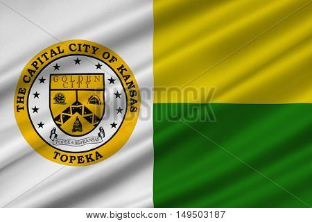 Flag of Topeka is the capital city of the State of Kansas United States. 3D illustration