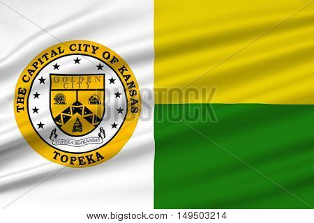 Flag of Topeka is the capital city of the State of Kansas United States. 3D illustration