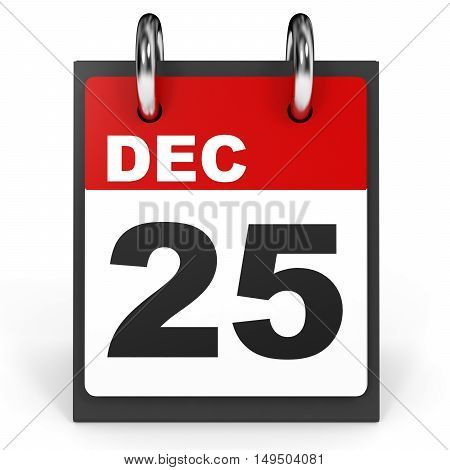 December 25. Calendar On White Background.