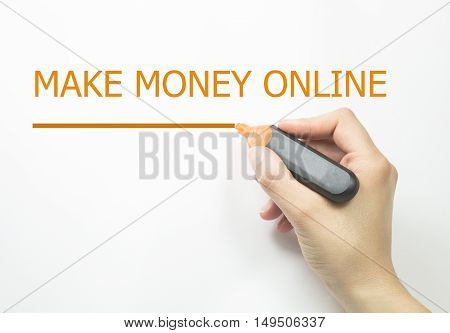 MAKE MONEY ONLINE hand writing with marker on white background