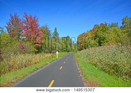 Early fall cycle path landscape Granby/Bromont Quebec Canada