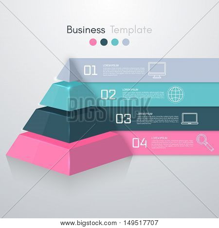 Vector illustration infographics four options pyramid. Stock vector