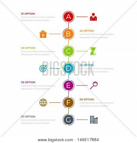 Vector illustration infographics timeline seven options. Stock vector