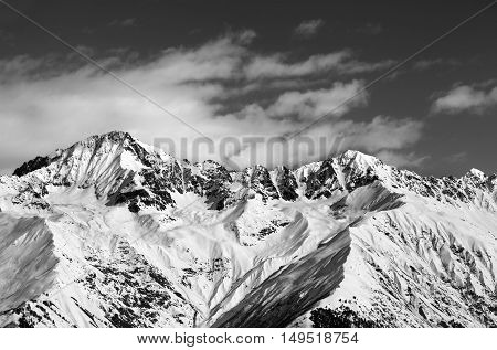 Black And White Snow Mountains In Winter Sun Day