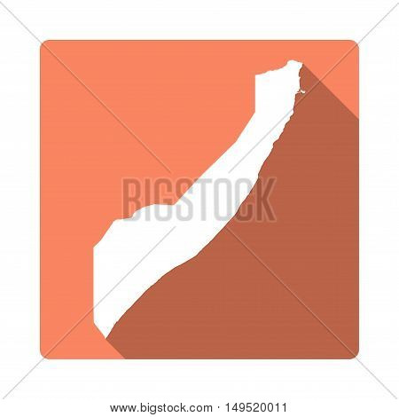 Vector Somalia Map Button. Long Shadow Style Somalia Map Square Icon Isolated On White Background. F