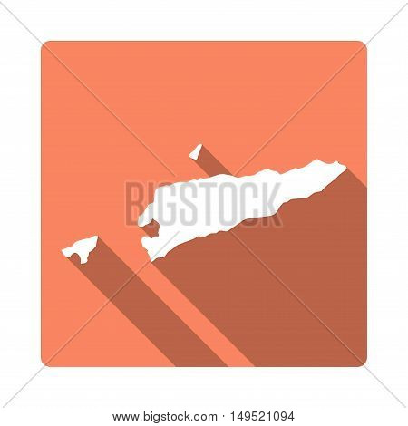 Vector Timor-leste Map Button. Long Shadow Style Timor-leste Map Square Icon Isolated On White Backg