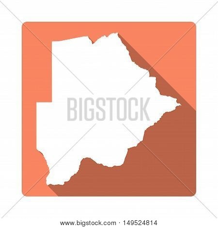 Vector Botswana Map Button. Long Shadow Style Botswana Map Square Icon Isolated On White Background.