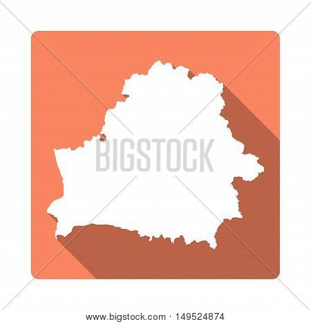 Vector Belarus Map Button. Long Shadow Style Belarus Map Square Icon Isolated On White Background. F
