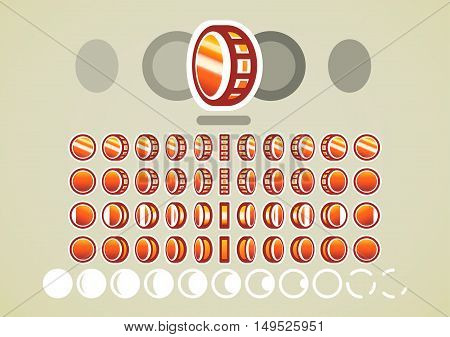 Animation of rotating bronse coins for creating video game