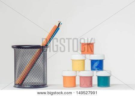 Pencils In Stand And Gouche