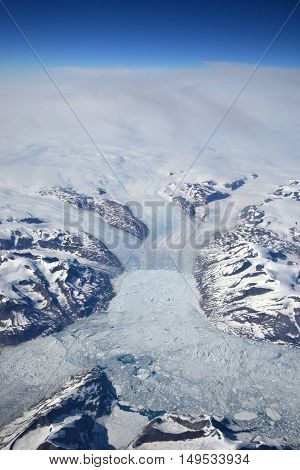 Greenland aerial view white cold and freightening