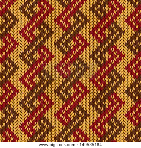 Knitting Seamless Zigzag Pattern In Muted Warm Colors