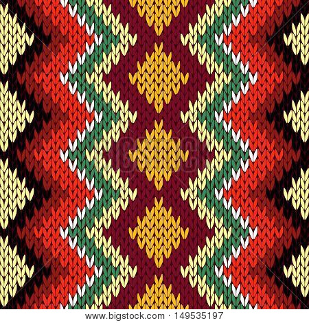 Knitting Seamless Geometric Multicolor Pattern