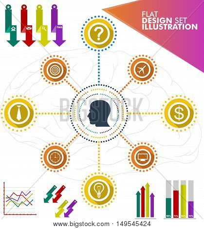 Infographic Idea Flat Set, Finance, Business, Illustration