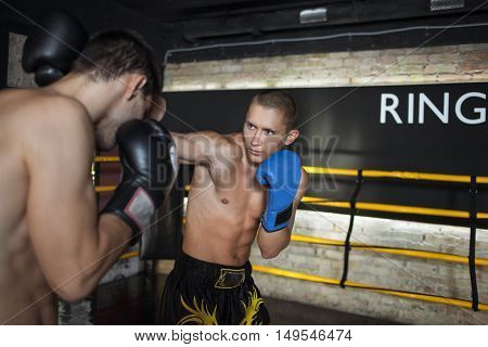 Boxers doing some sparring in the ring