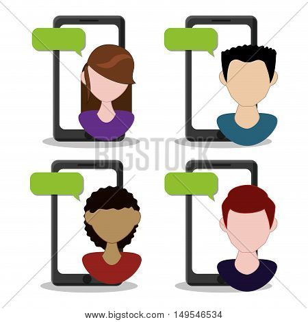 Social netwok conversation people message cellphones global
