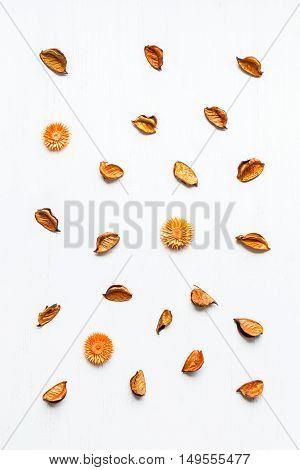 Autumn. Pattern made of dried autumn leaves top view flat lay