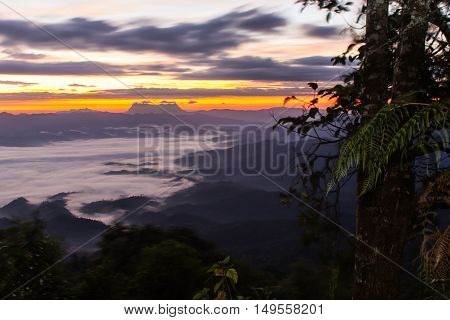 Sea Of Mist With Doi Luang Chiang Dao, View Form Doi Dam in Wianghaeng Chiangmai Thailand