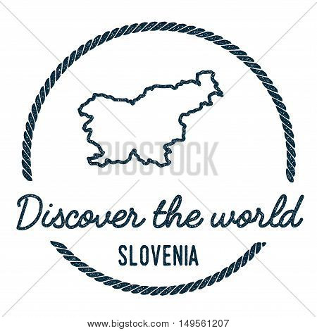 Slovenia Map Outline. Vintage Discover The World Rubber Stamp With Slovenia Map. Hipster Style Nauti