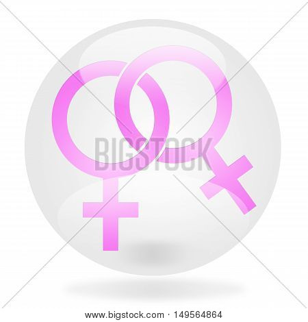 button symbol lesbian, illustration in pink and white