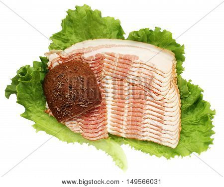 Bacon brown bread with cumin and lettuce
