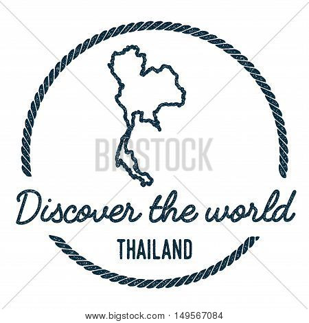 Thailand Map Outline. Vintage Discover The World Rubber Stamp With Thailand Map. Hipster Style Nauti