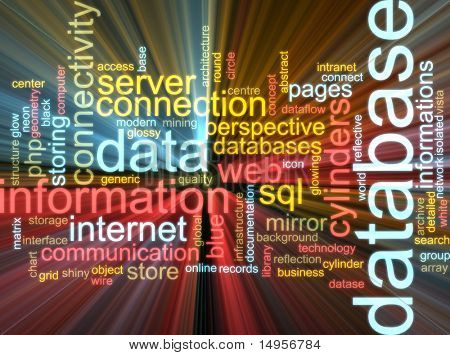 Word cloud käsite kuvitus tietokanta varastointi hehkuva valo vaikutukset