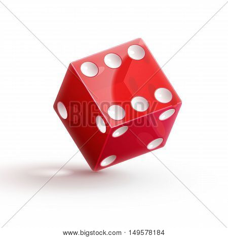 Illustartion of casino rulette red dice cube isolated on white