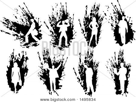 Silhouettes Business People In Splats