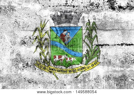 Flag Of Santo Antonio Do Rio Abaixo, Brazil, Painted On Dirty Wall