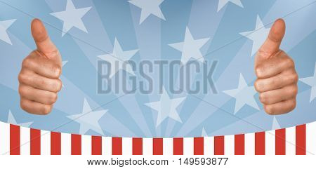 Digitally genarated image of hand gesturing thumbs up against starry background