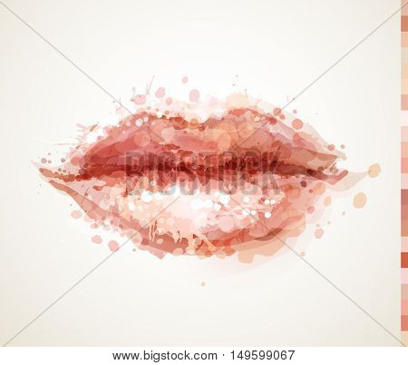 Beautiful woman lips formed by abstract blots
