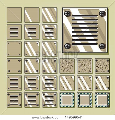 Military iron brown tiles for creating video game
