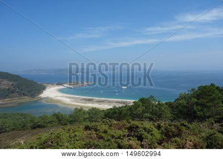Cies Islands beach view in Vigo, Spain