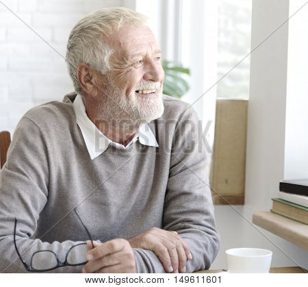 Senior Adult Thinking Memory Happy Concept
