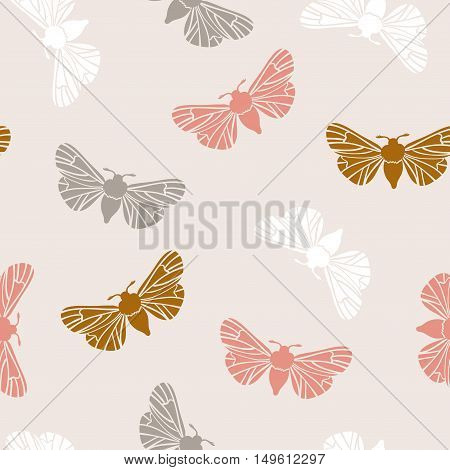 Unusual hipster seamless pattern with clothes moth. Vector background. Abstract triangular style.