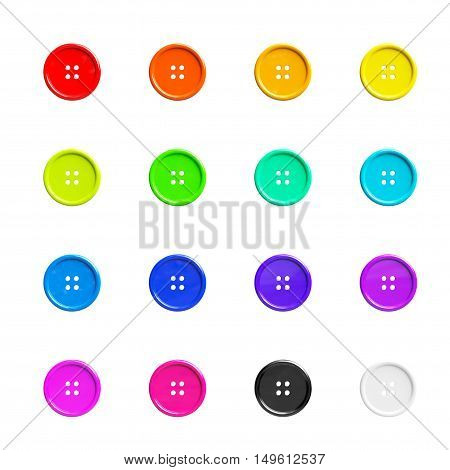 Multicolour Sewing Buttons on a white background. 3d Rendering