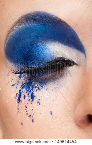 Closed Eye With Blue Fantasy Make Up