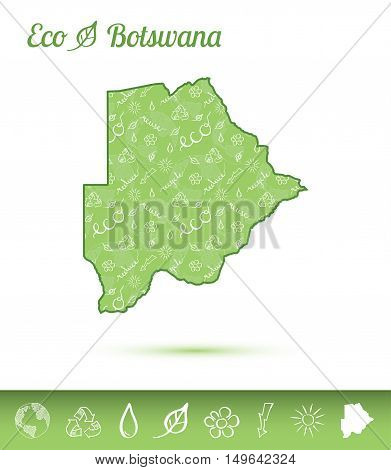 Botswana Eco Map Filled With Green Pattern. Green Counrty Map With Ecology Concept Design Elements.