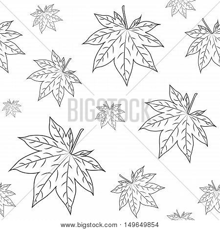 Seamless pattern with autumn leafs on light background
