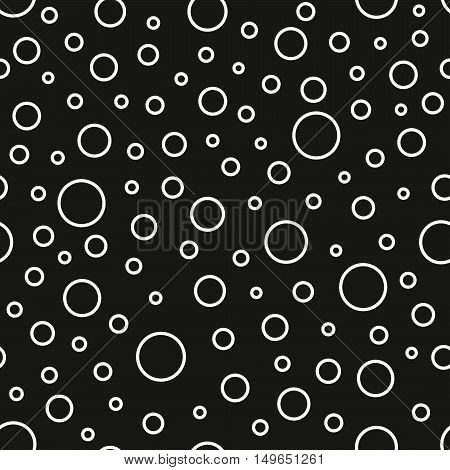 Polka dot monochrome seamless pattern. Different sized circle vector texture